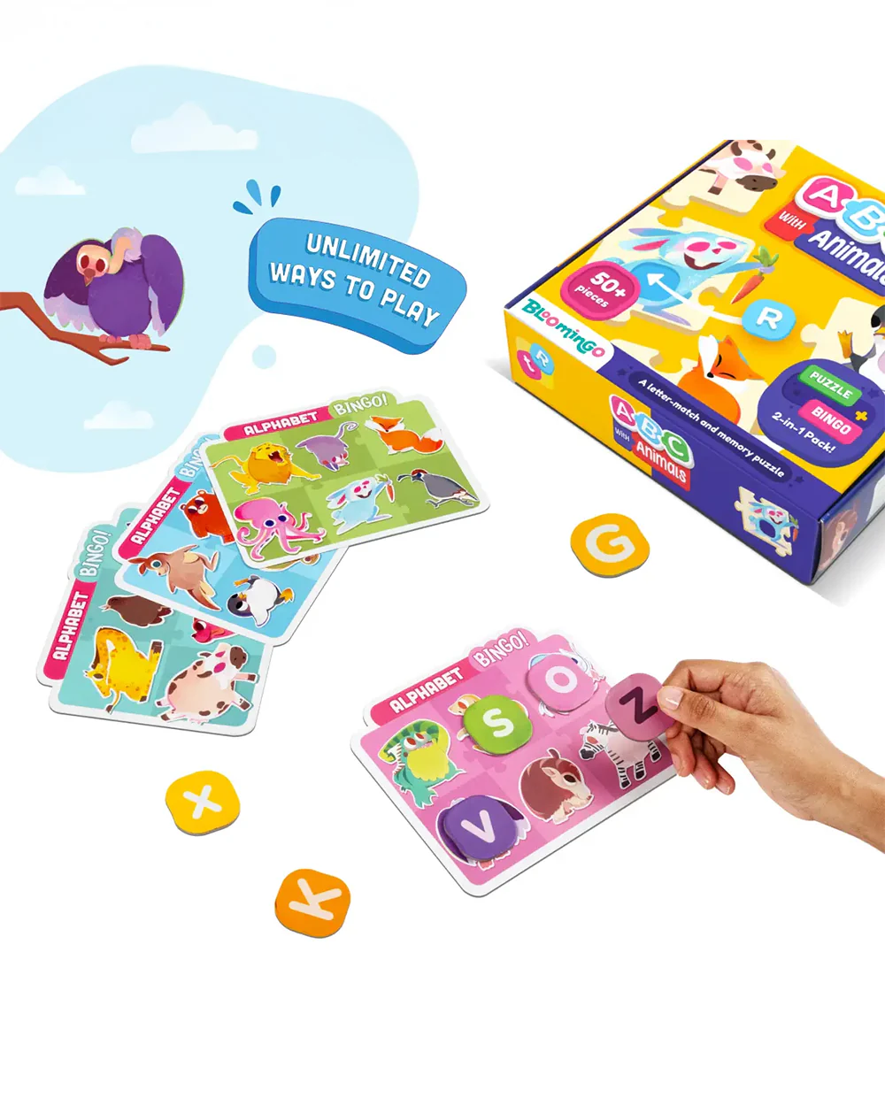 Bloomingo ABC With Animals-Letter Match & Memory Puzzle-Learning & Educational Toys-24M+ - Image 4