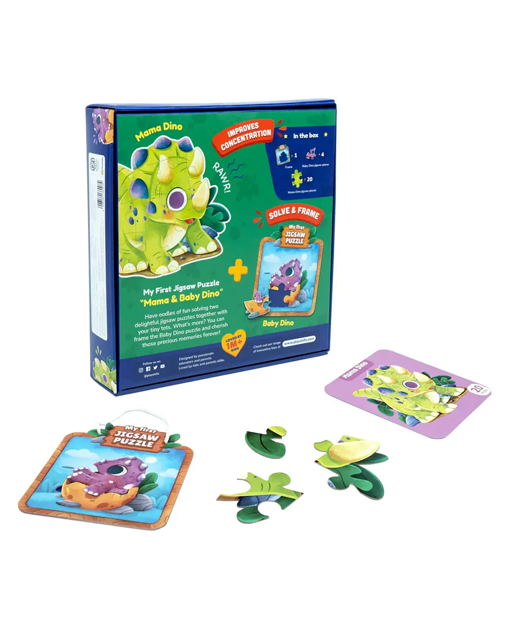 Bloomingo My First Jigsaw Puzzle-Mama & Baby Dino-24 Pieces-Learning & Educational Toys-24M+ - Image 2
