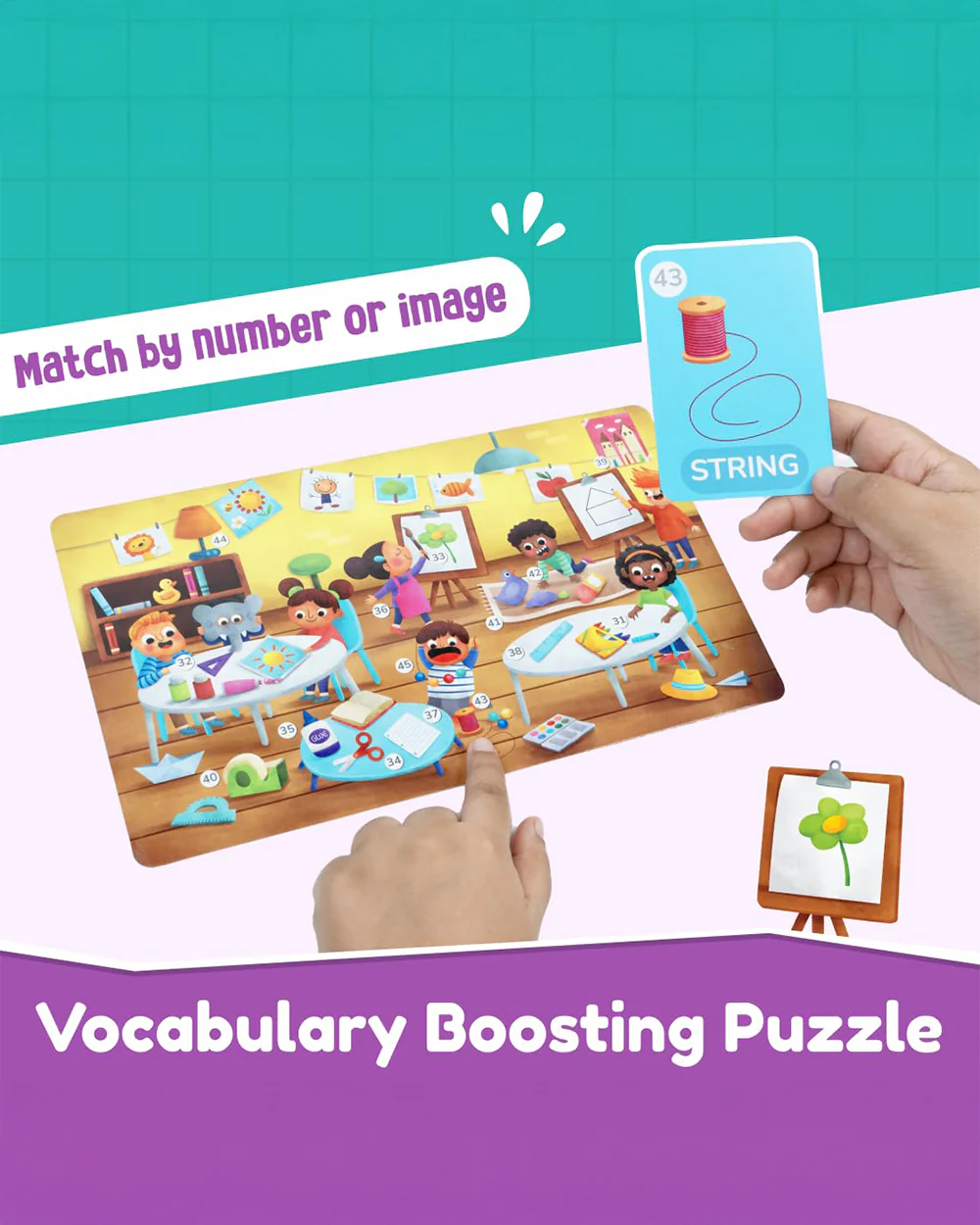 Bloomingo My First Words-Learning Kit-Includes Board Puzzle & Flash Cards-Learning & Educational Toys-24M+ - Image 4
