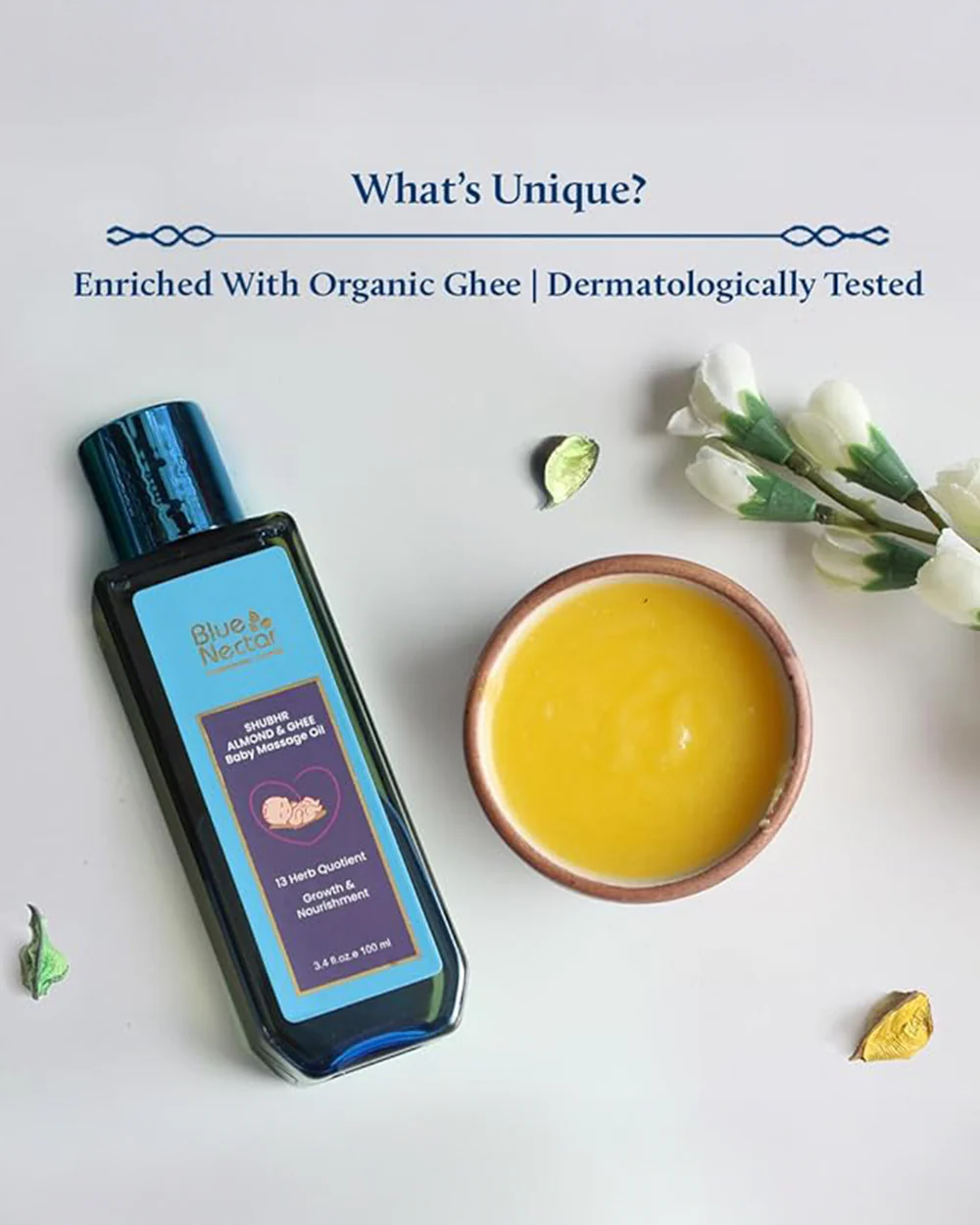Blue Nectar Shubhr Almond & Ghee Baby Massage Oil - Image 2