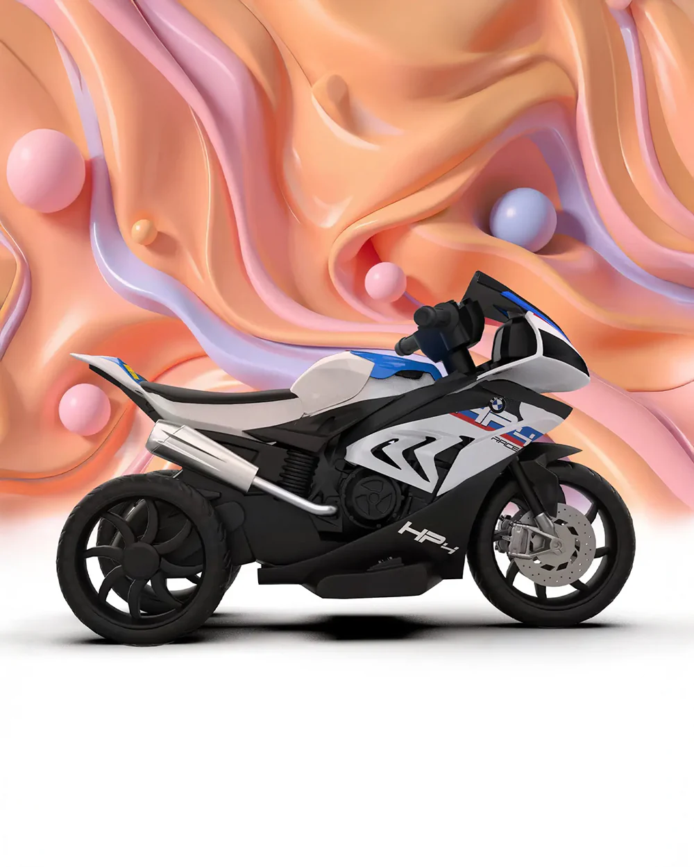 BMW HP4 Ride On Bike-Battery Operated-Push Button to Start-Precise Braking System-Anti Skid Wheels with Rear Suspension-Powerful Front Light-For 3Y +-Emotorad-White - Image 9