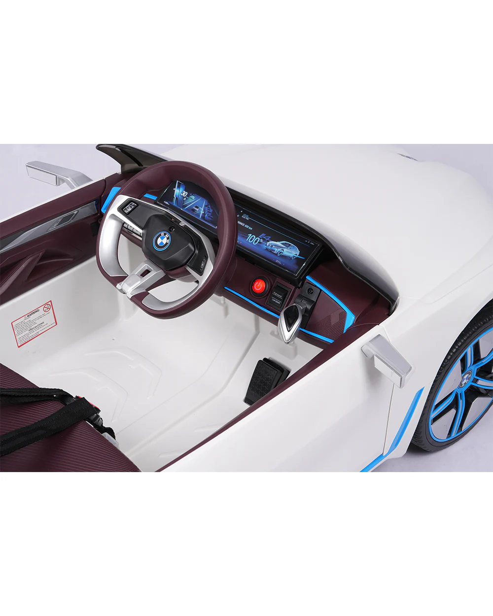 BMW i4 Ride On Car-Battery Operated-With Manual or Remote Option to Steer-Tough Tires with Rear Suspension-Integrated Music-Emotorad-For 3Y+ (Upto 30 kg)-White - Image 4