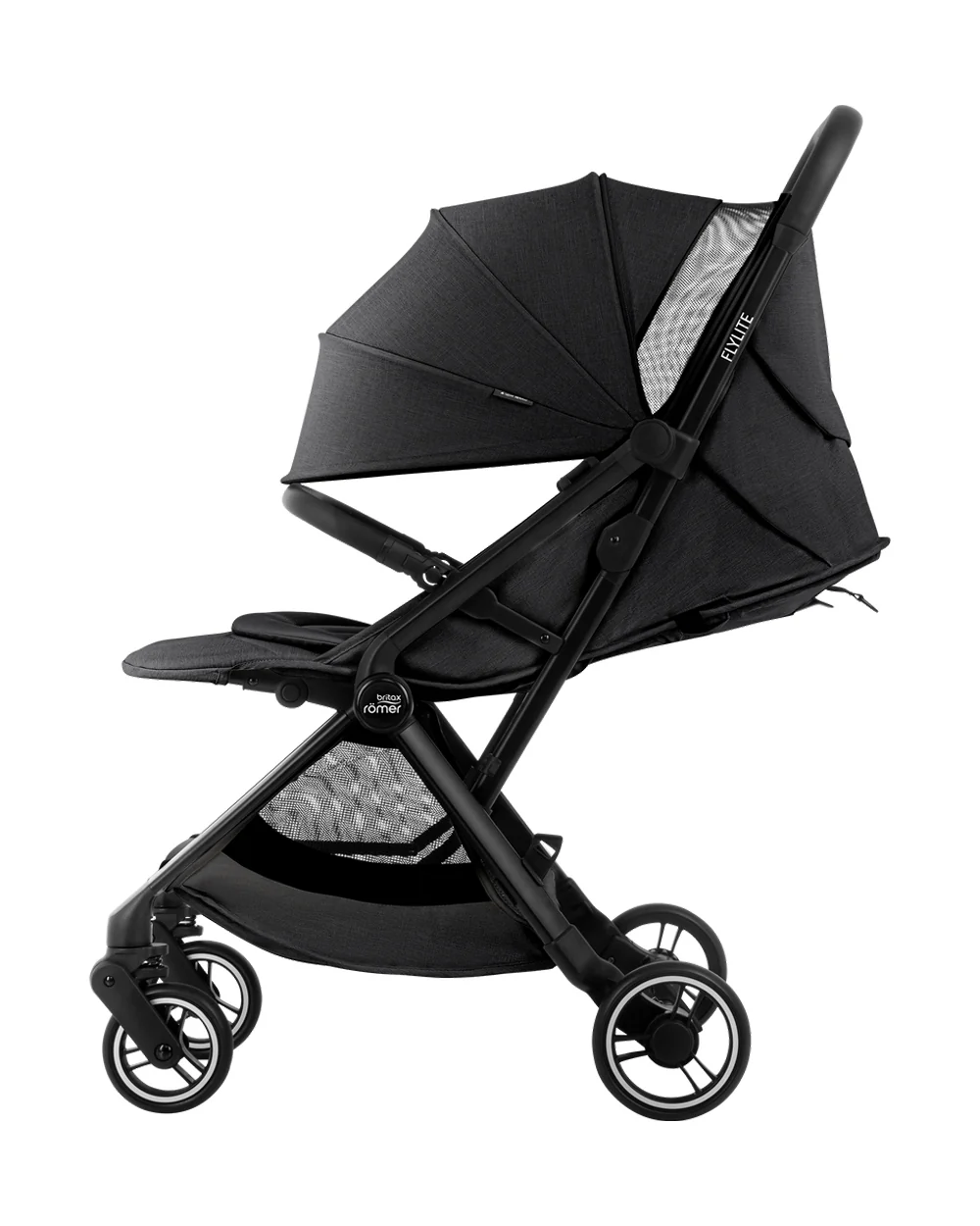 Britax Flylite Cabin Friendly Stroller-Extra Large Extendable Canopy-One Hand Fold-Flat Reclining Seat-For 0 to 4Y (Upto 22Kg)-Carbon Black - Image 9