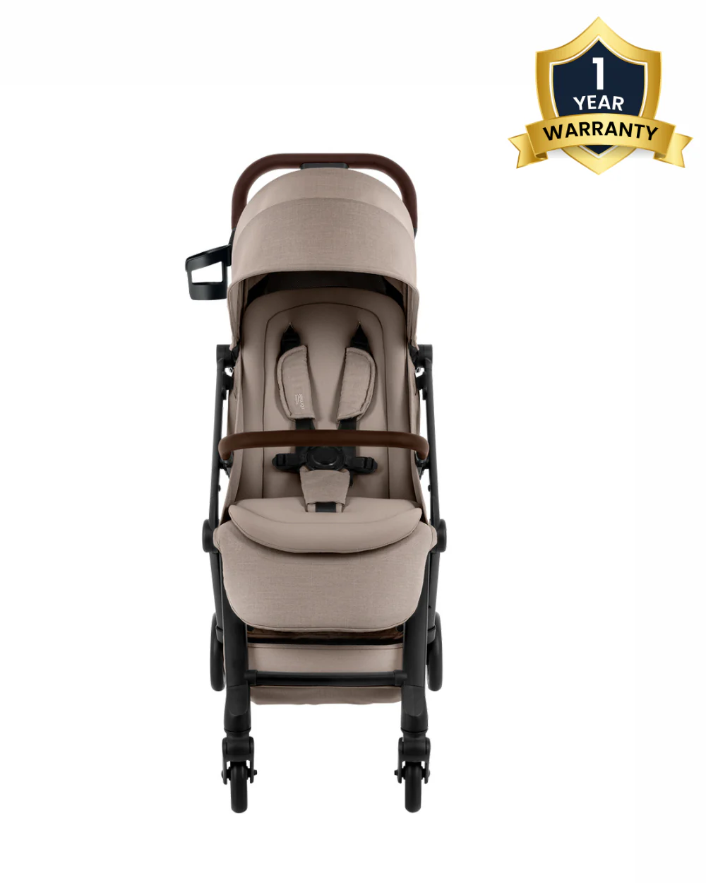 Britax Flylite Cabin Friendly Stroller-Extra Large Extendable Canopy-One Hand Fold-Flat Reclining Seat-For 0 to 4Y (Upto 22Kg)-Teak - Image 2