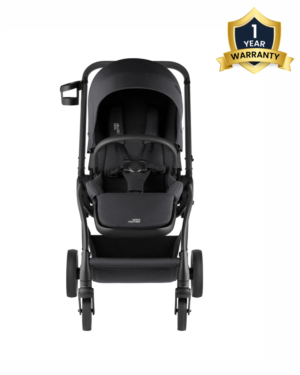 Britax Rio Lightweight Stroller-Height Adjustable Parent Handle Bar-Reversible & Flat Reclining Seat-One Hand Fold-Includes Cup Holder-For 0 to 4Y (Upto 22Kg)-Carbon Black - Image 2