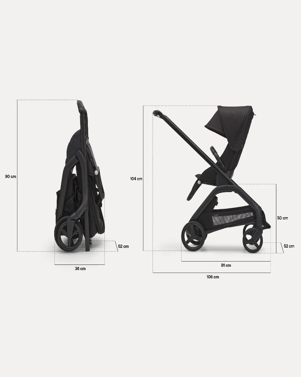 Bugaboo Dragonfly Lightweight Stroller-Unique & Patented One Hand Fold-Reversible & Flat Reclining Seat-Height Adjustable Parent Handle Bar-Travel System Compatible-Extra Large Storage Basket With Removable Bag-2 Years Warranty-For 0 to 4Y-Forest Green - Image 9