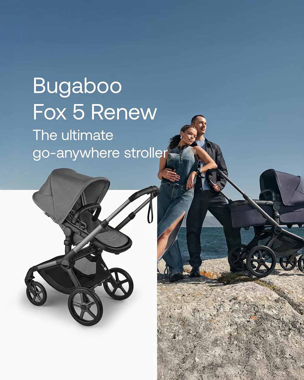 Bugaboo Fox 5 Renew Stroller-Convertible 2 in 1 Seat With Carry Cot Mode-Height Adjustable Parent Handle Bar-Reversible & Flat Reclining Seat-One Hand Fold-All Terrain Wheels-2 Year Warranty-For 0 to 4Y (Upto 22 Kg)-Moon Grey - Image 6