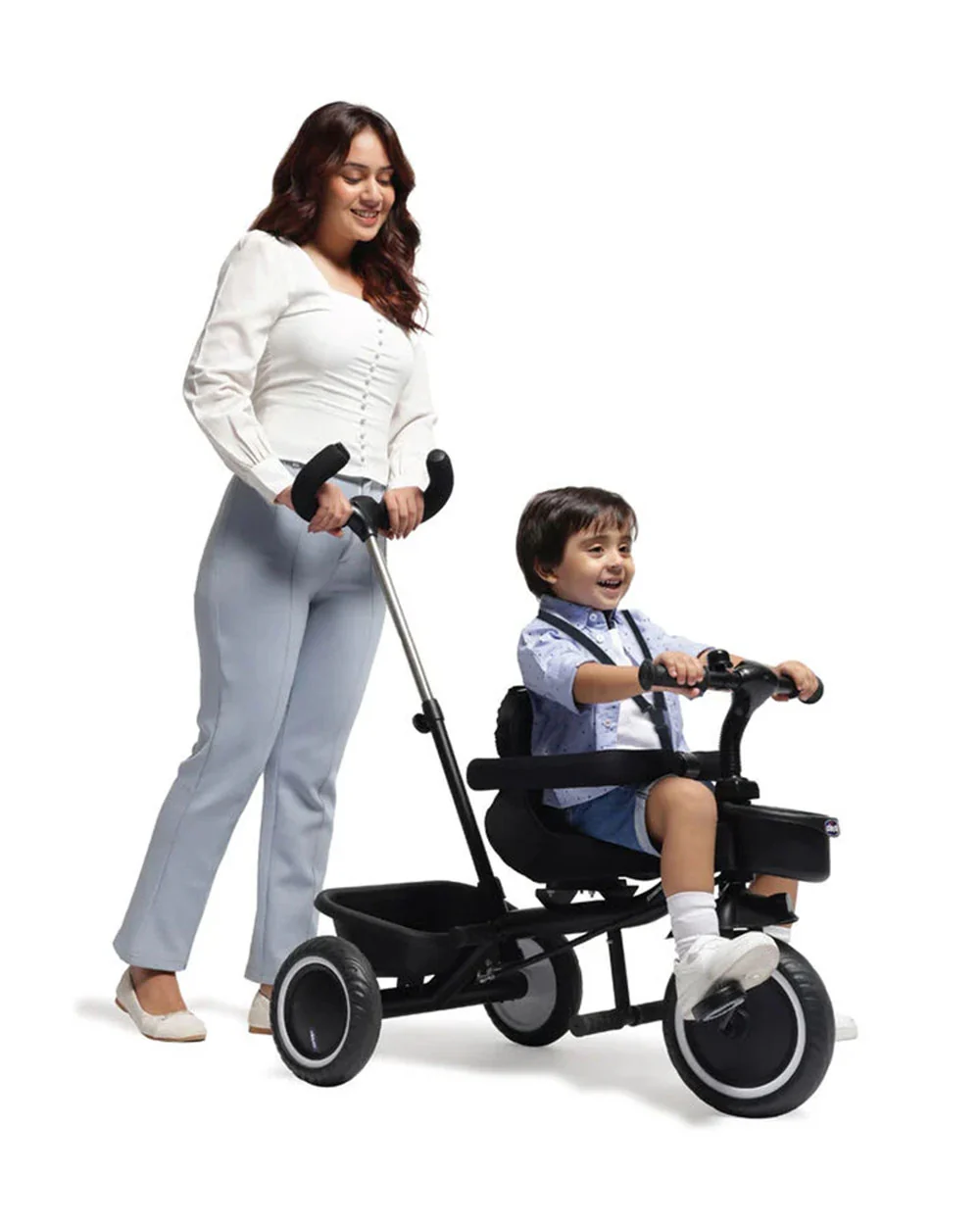 Chicco 4in1 EVO Trike-Height Adjustable Parent Handle Bar-360 Degrees Rotating Seat-Rear & Front Storage Basket-For 2 to 5Y (Upto 50 Kg)-Black - Image 10