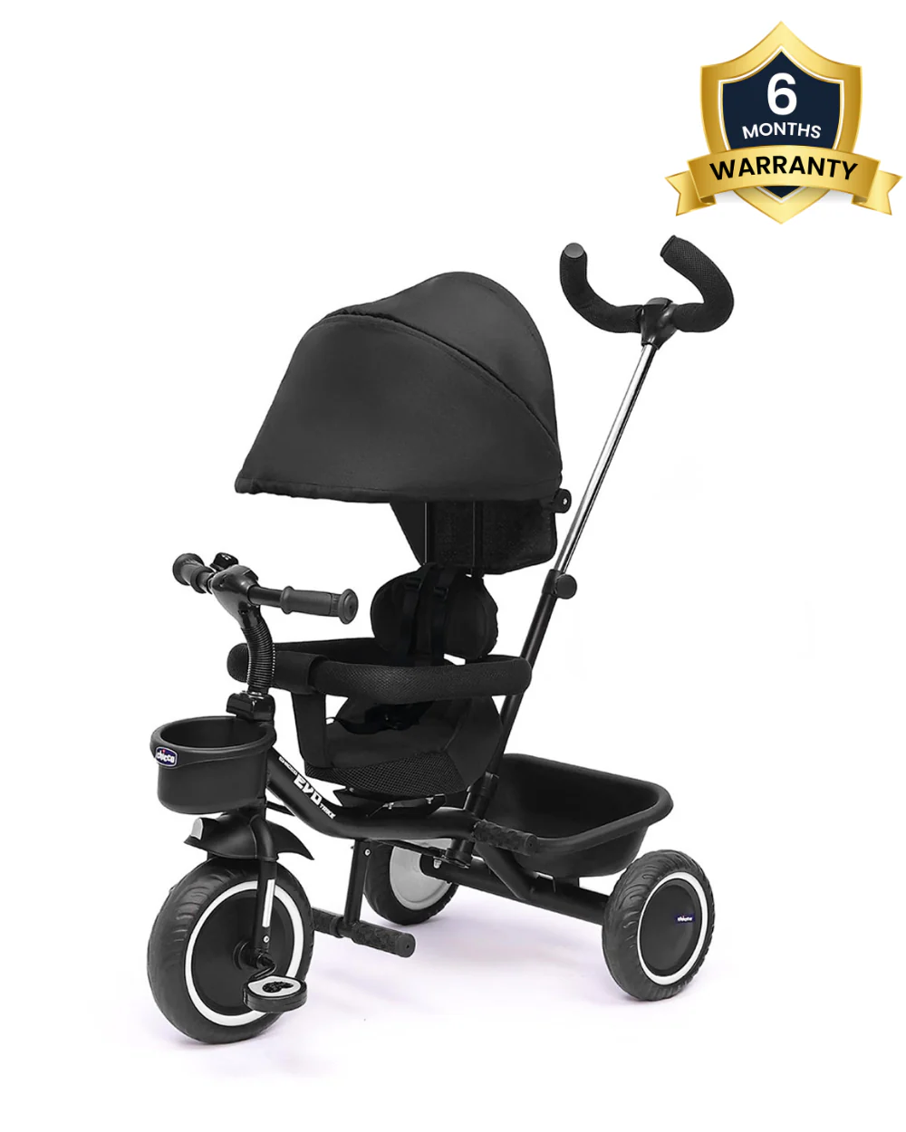 Chicco 4in1 EVO Trike-Height Adjustable Parent Handle Bar-360 Degrees Rotating Seat-Rear & Front Storage Basket-For 2 to 5Y (Upto 50 Kg)-Black - Image 2