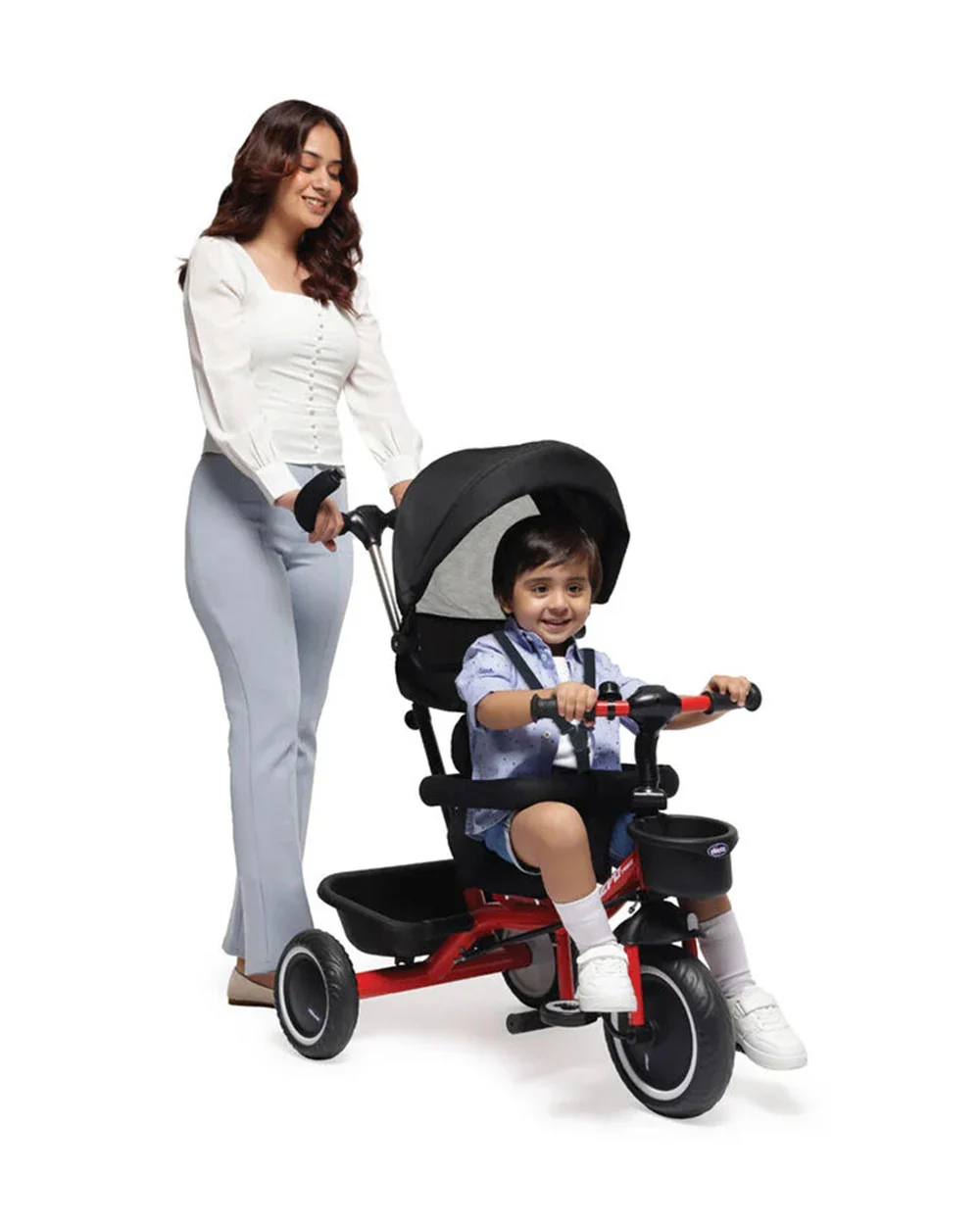 Chicco 4in1 EVO Trike-Height Adjustable Parent Handle Bar-360 Degrees Rotating Seat-Rear & Front Storage Basket-For 2 to 5Y (Upto 50 Kg)-Red - Image 10