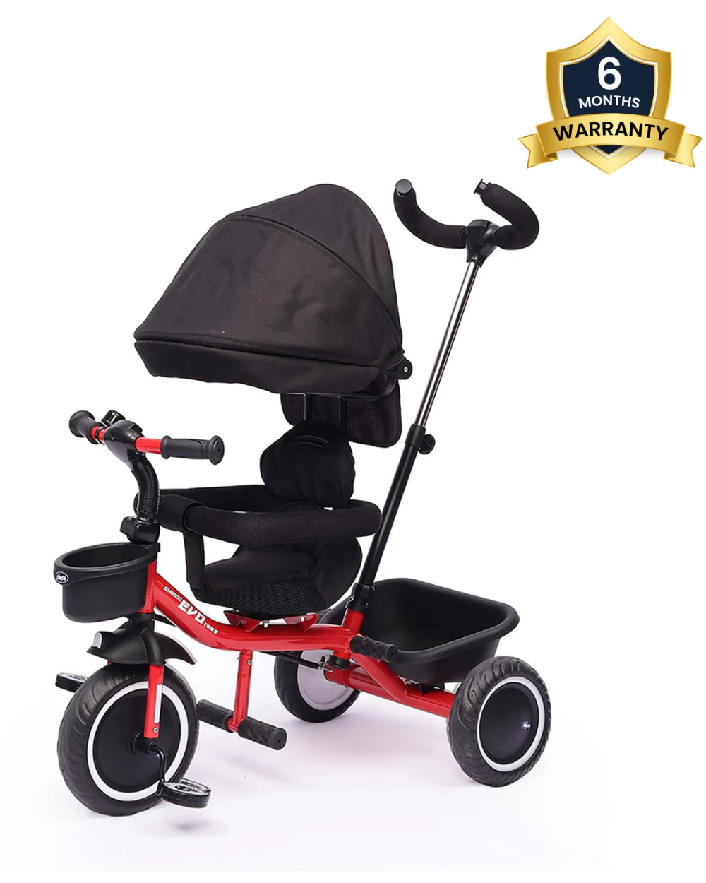 Chicco 4in1 EVO Trike-Height Adjustable Parent Handle Bar-360 Degrees Rotating Seat-Rear & Front Storage Basket-For 2 to 5Y (Upto 50 Kg)-Red - Image 2