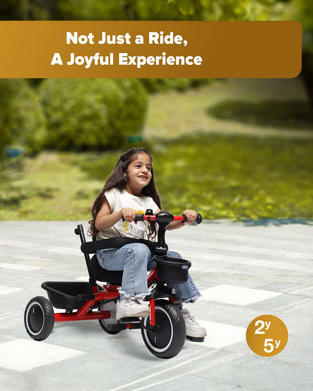 Chicco 4in1 EVO Trike-Height Adjustable Parent Handle Bar-360 Degrees Rotating Seat-Rear & Front Storage Basket-For 2 to 5Y (Upto 50 Kg)-Red - Image 7