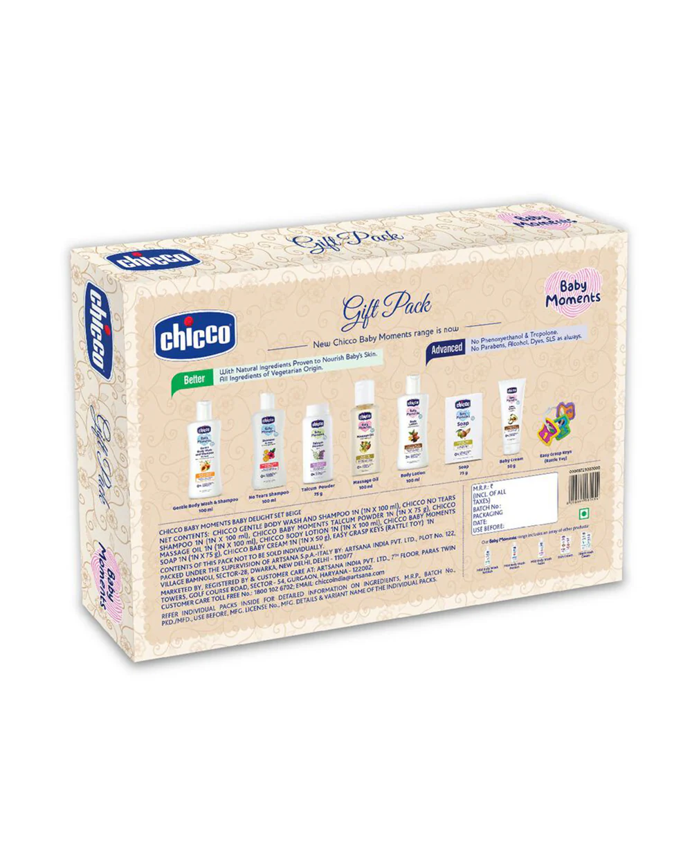 Chicco Baby Delight Beige New Born Gift Set-Pack Of 8-Gift For Baby Shower & Baby Birthday - Image 6