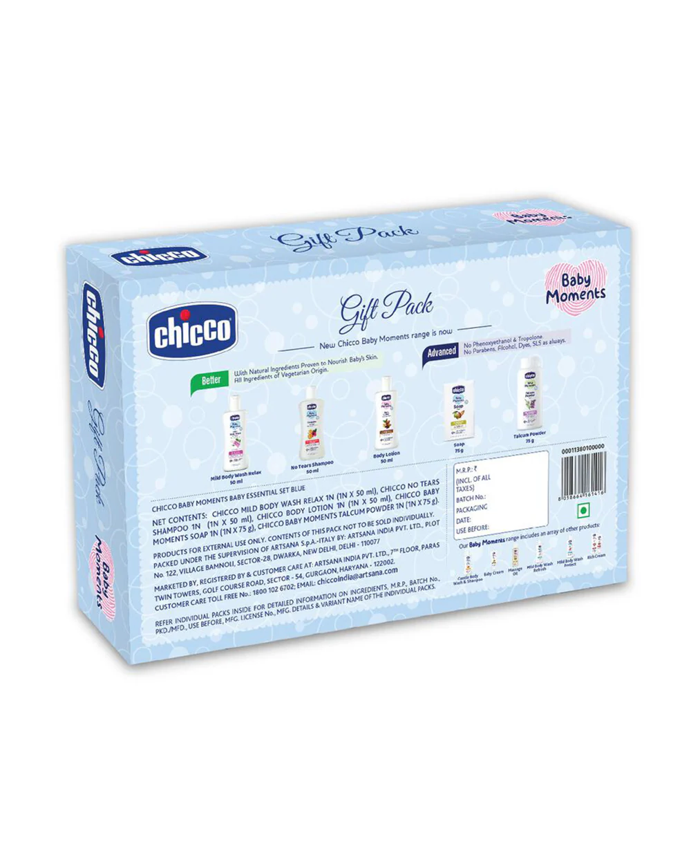 Chicco Baby Essential Blue New Born Gift Set-Pack Of 5-Gift For Baby Shower & Baby Birthday - Image 6