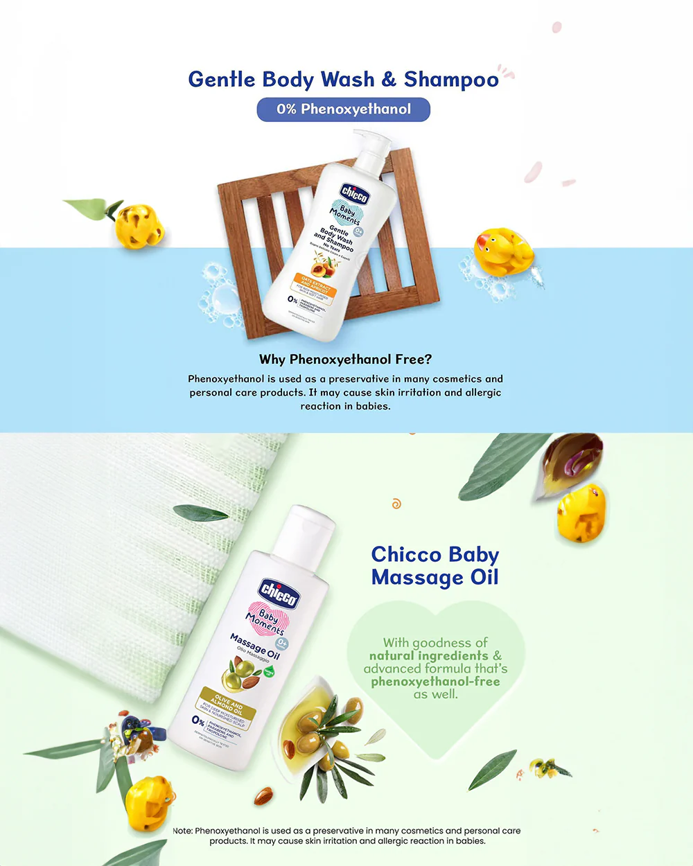 Chicco Baby Moments-Baby Body & Hair Oil (200 ml) With Gentle Body Wash & Shampoo (200 ml) - Image 3