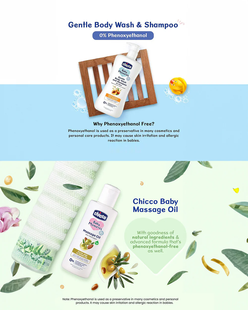 Chicco Baby Moments-Baby Body & Hair Oil (200 ml) With Gentle Body Wash & Shampoo (500 ml) - Image 3