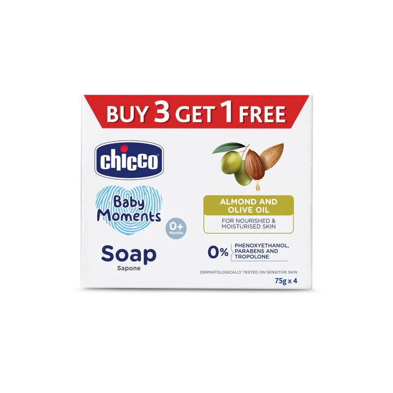 Chicco Baby Moments Baby Soap Bar-With Almond & Olive Oil-75 g