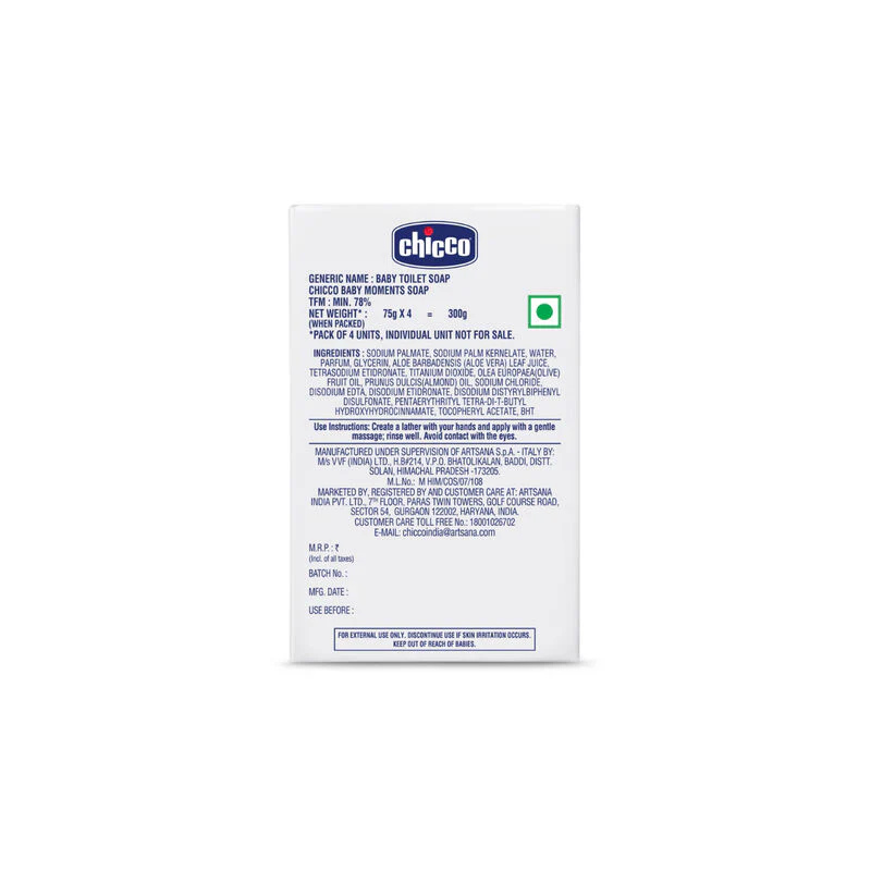 Chicco Baby Moments Baby Soap Bar-With Almond & Olive Oil-75 g - Image 2