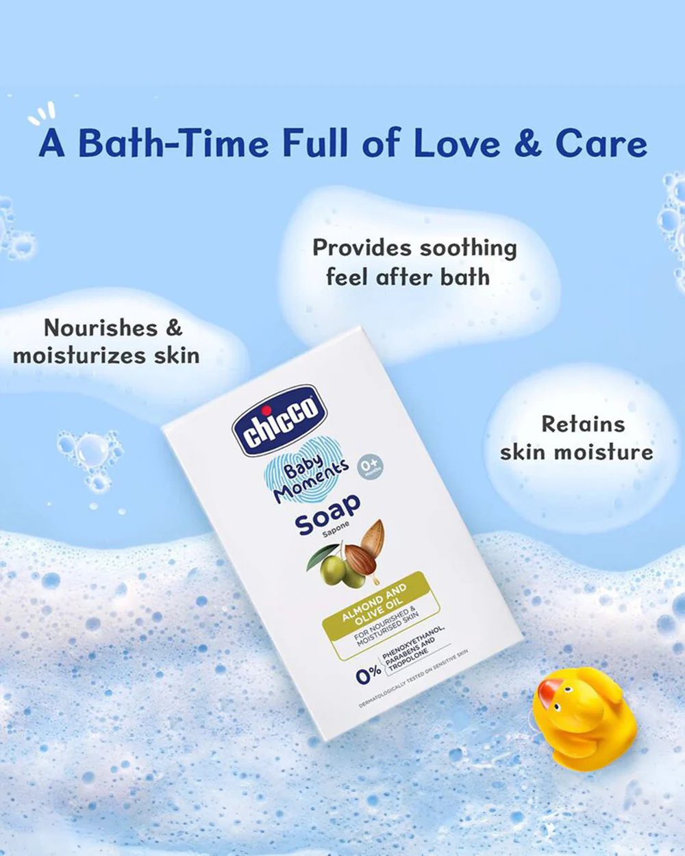 Chicco Baby Moments Baby Soap Bar-With Almond & Olive Oil-75 g - Image 3