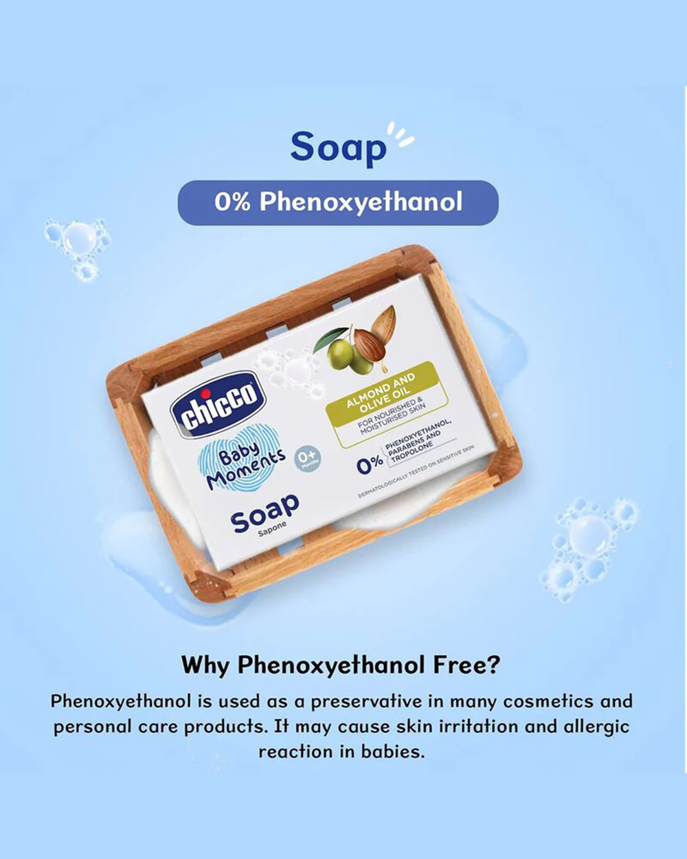 Chicco Baby Moments Baby Soap Bar-With Almond & Olive Oil-75 g - Image 4