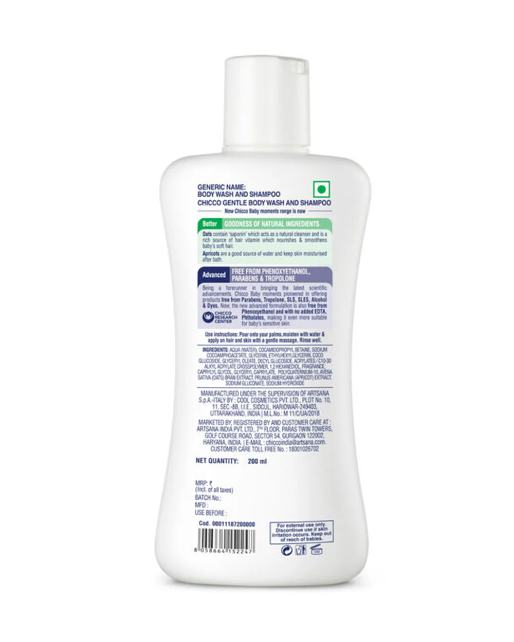 Chicco Baby Moments Gentle Body Wash & Shampoo-Top To Toe Wash-With Oats Extract & Apricot - Image 10