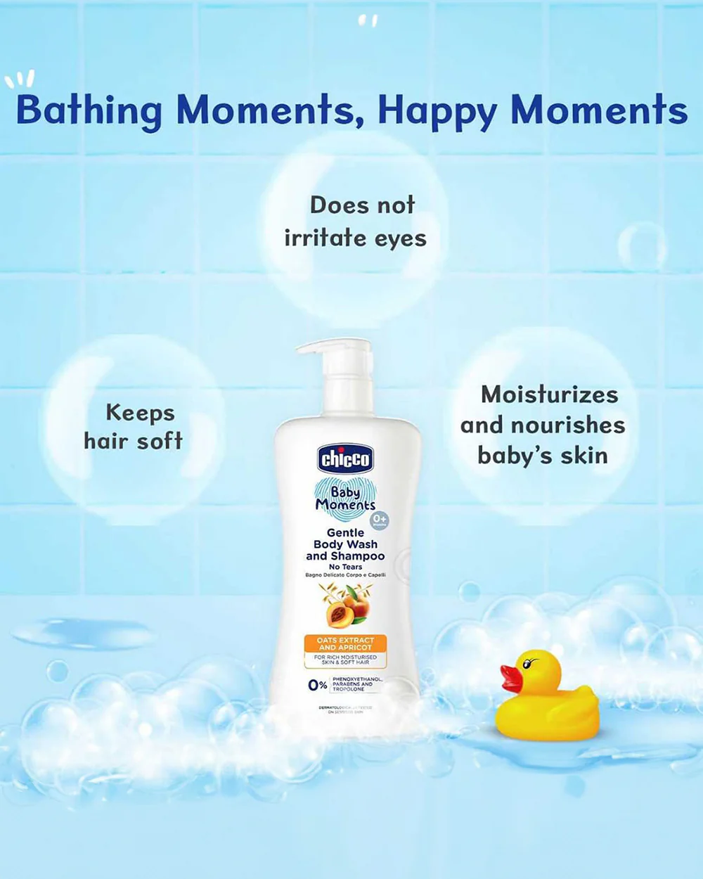 Chicco Baby Moments Gentle Body Wash & Shampoo-Top To Toe Wash-With Oats Extract & Apricot - Image 3