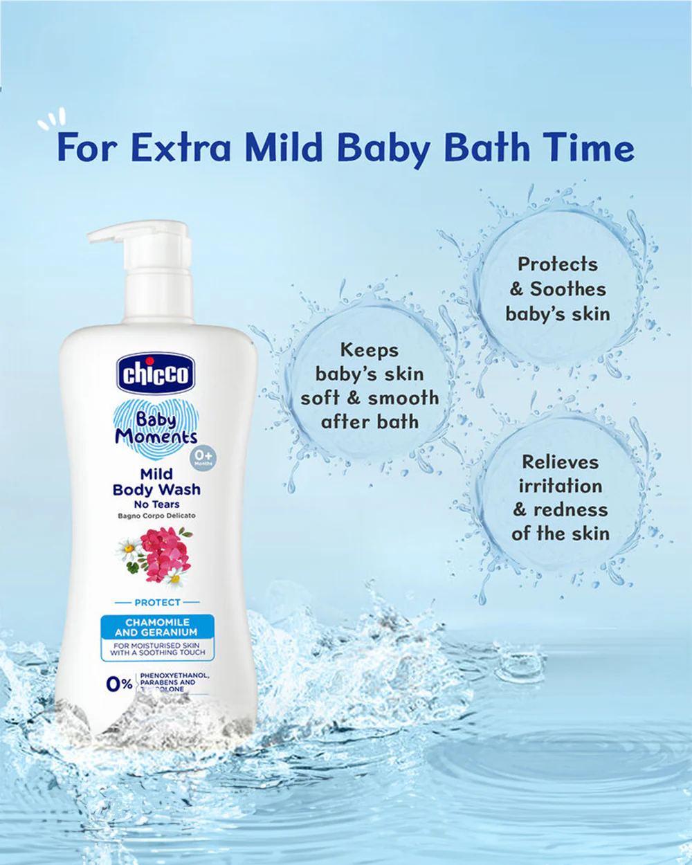 Chicco Baby Moments Mild Body Wash Protect-With Chamomile & Geranium - Image 3