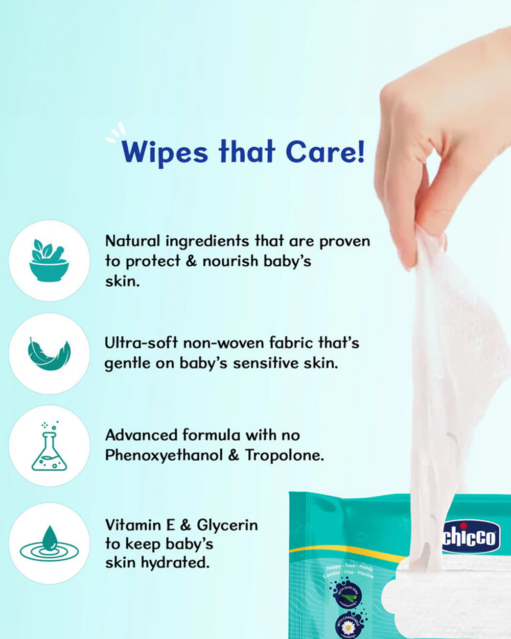 Chicco Baby Wet Wipes-With Aloe Vera & Chamomile - Image 3