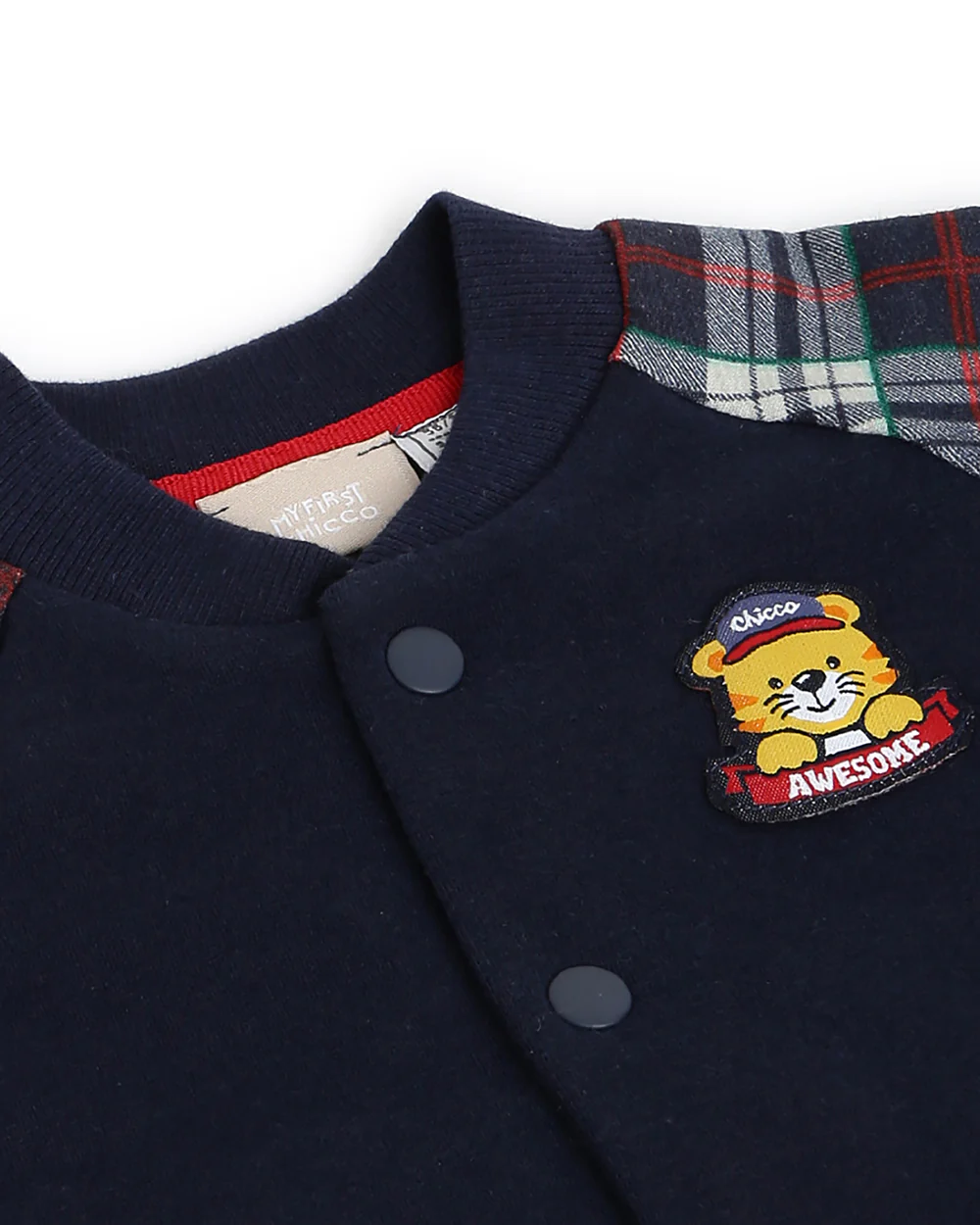 Chicco Blue Printed Coat-Checked-Cotton-For Infants - Image 3