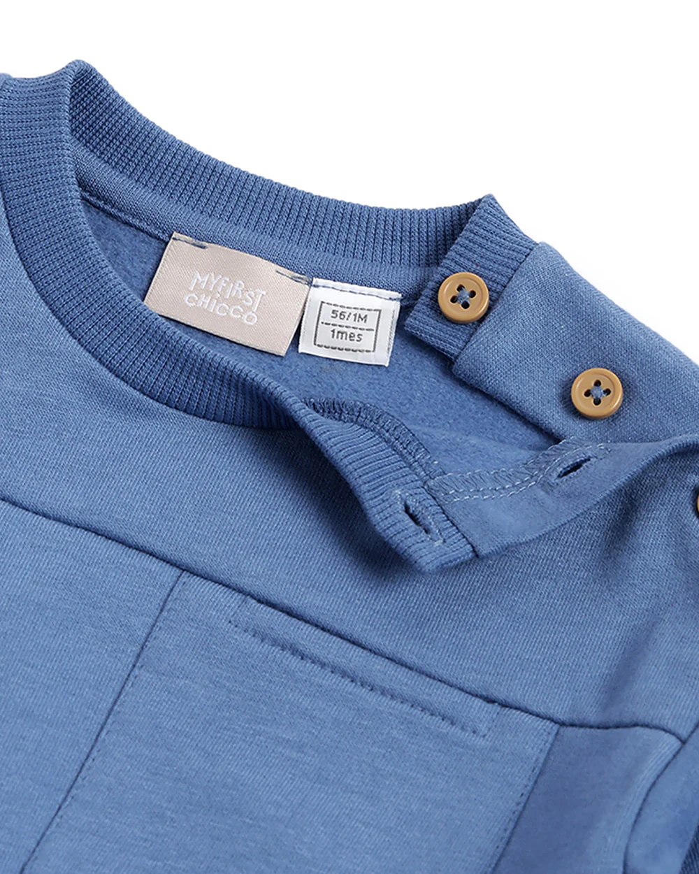 Chicco Blue Winter Wear Sweatshirt-Solid-Cotton-For Infants - Image 4