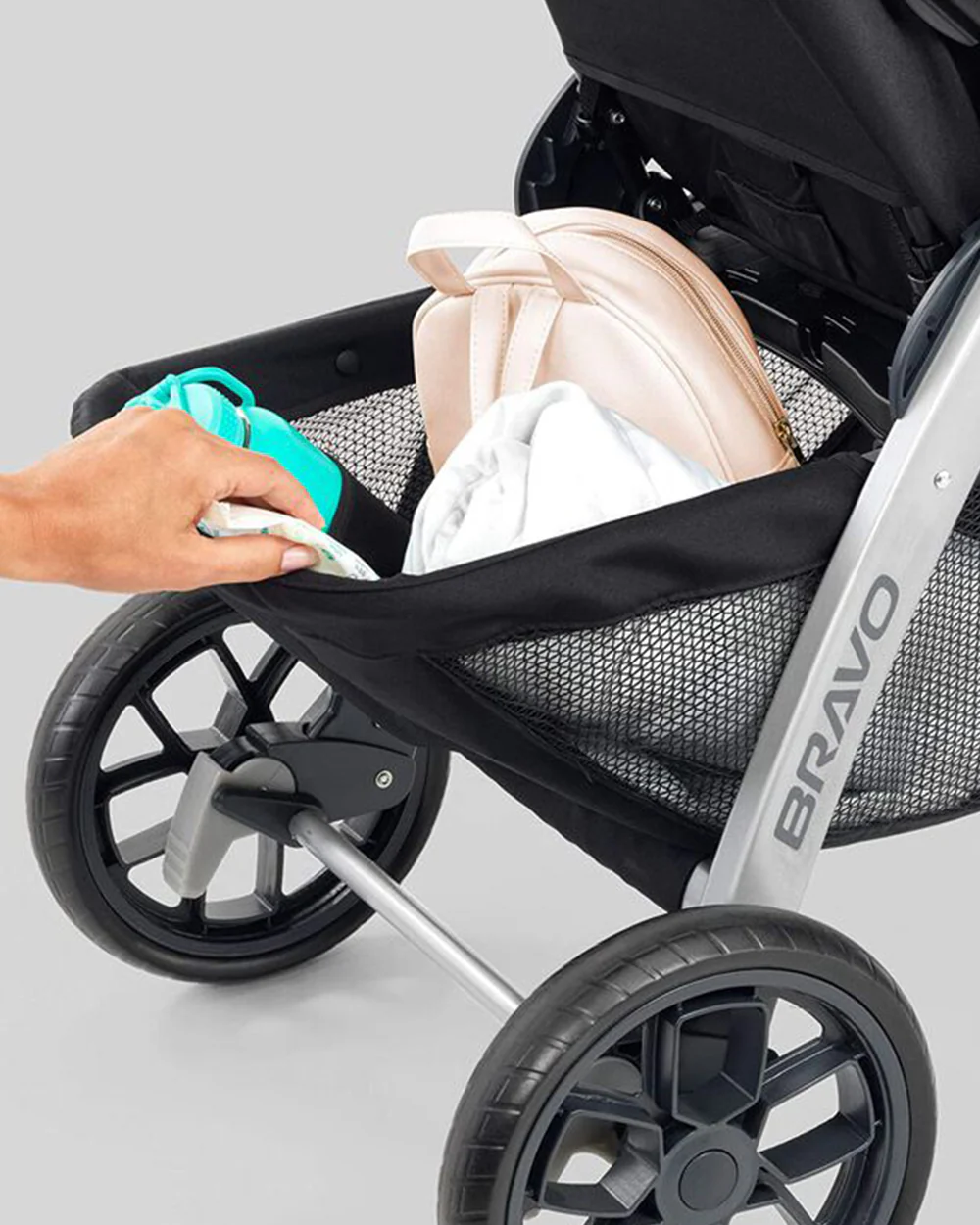 Chicco Bravo Quick Fold Baby Stroller-3 Positions Adjustable Parent Handle Bar-One Hand Fold-With Parent & Child Tray-6 Months Warranty-Pram for 0 to 4Y (Upto 22 Kg)-Black - Image 16