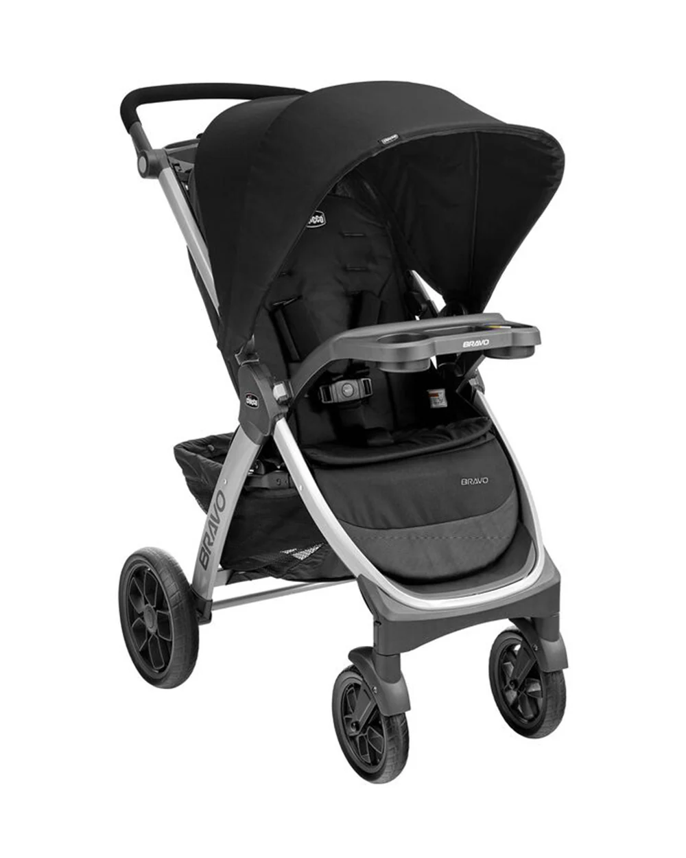Chicco Bravo Quick Fold Baby Stroller-3 Positions Adjustable Parent Handle Bar-One Hand Fold-With Parent & Child Tray-6 Months Warranty-Pram for 0 to 4Y (Upto 22 Kg)-Black - Image 6