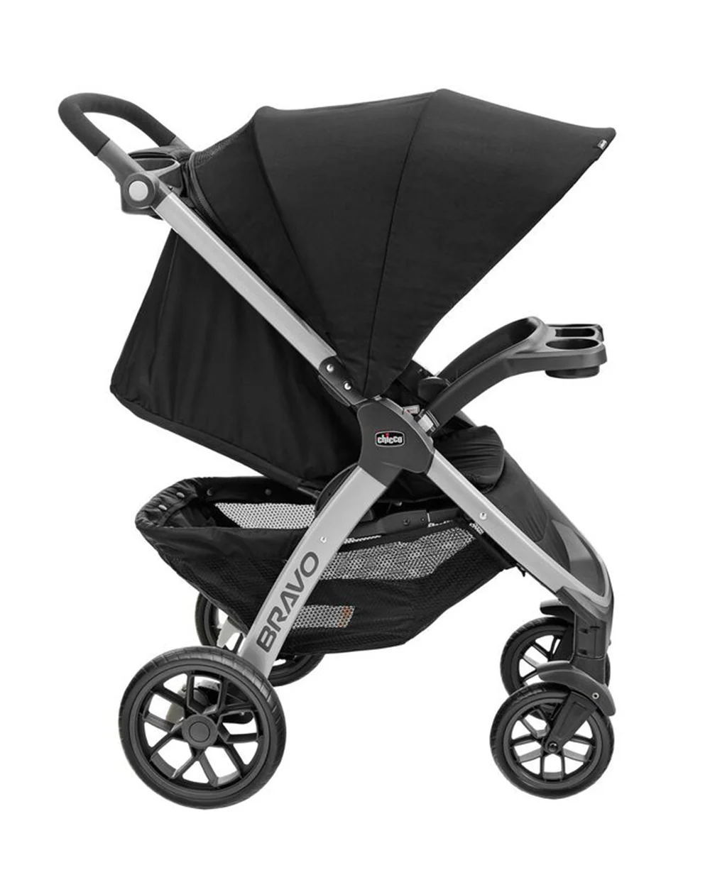 Chicco Bravo Quick Fold Baby Stroller-3 Positions Adjustable Parent Handle Bar-One Hand Fold-With Parent & Child Tray-6 Months Warranty-Pram for 0 to 4Y (Upto 22 Kg)-Black - Image 7