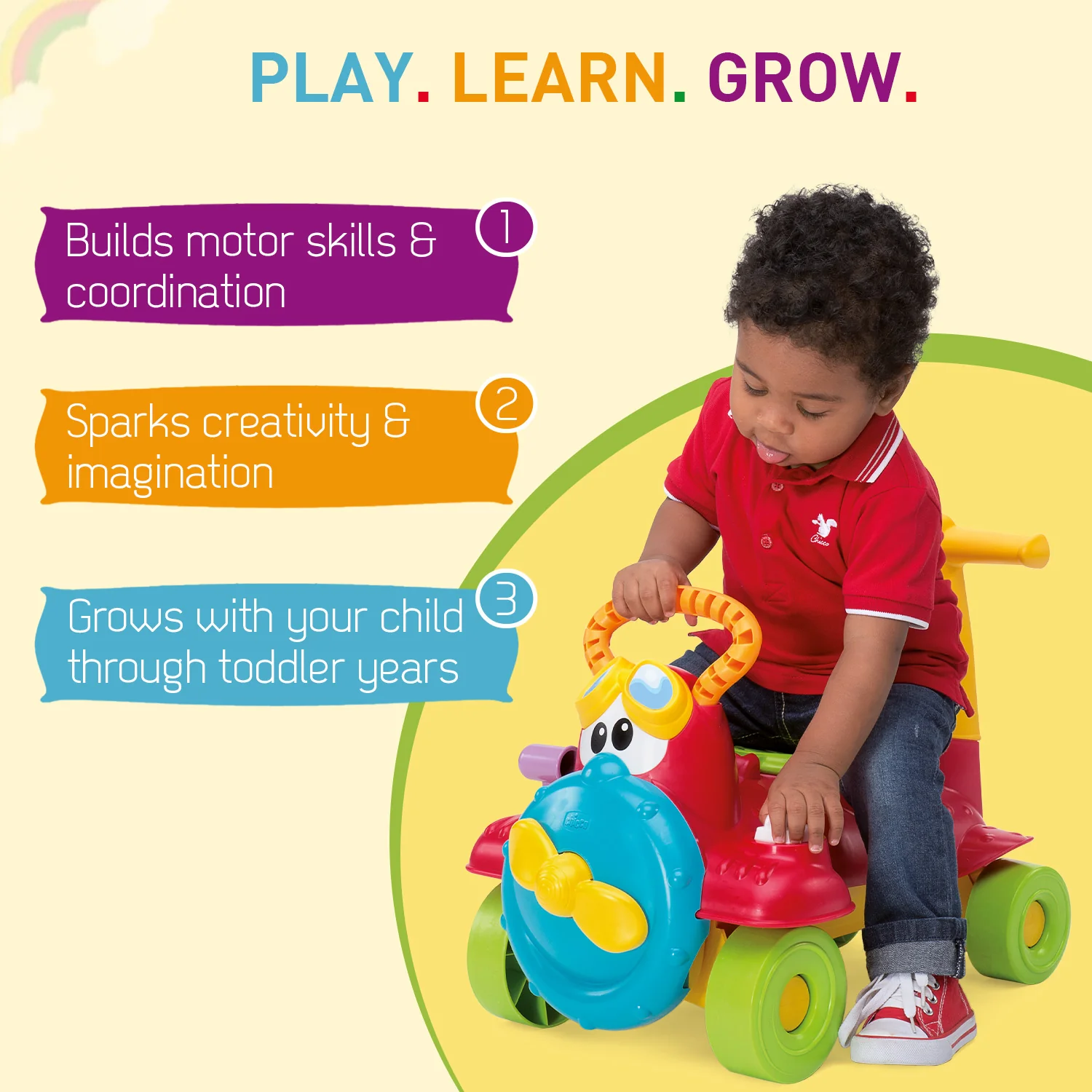 Chicco Charlie Sky Rider 2 in 1 Ride On-Push & Walk Support-Converts Easily Into Ride On Mode-Helps Build Balance-For 1 to 3Y (Upto 20 Kg) - Image 5