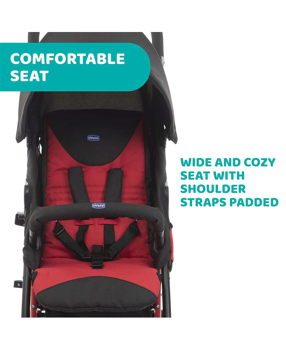 Chicco Echo Baby Stroller-Soft Padded Bumper Bar-Compact Umbrella Fold-For 0M+ (Upto 22Kg)-Scarlet Red - Image 10