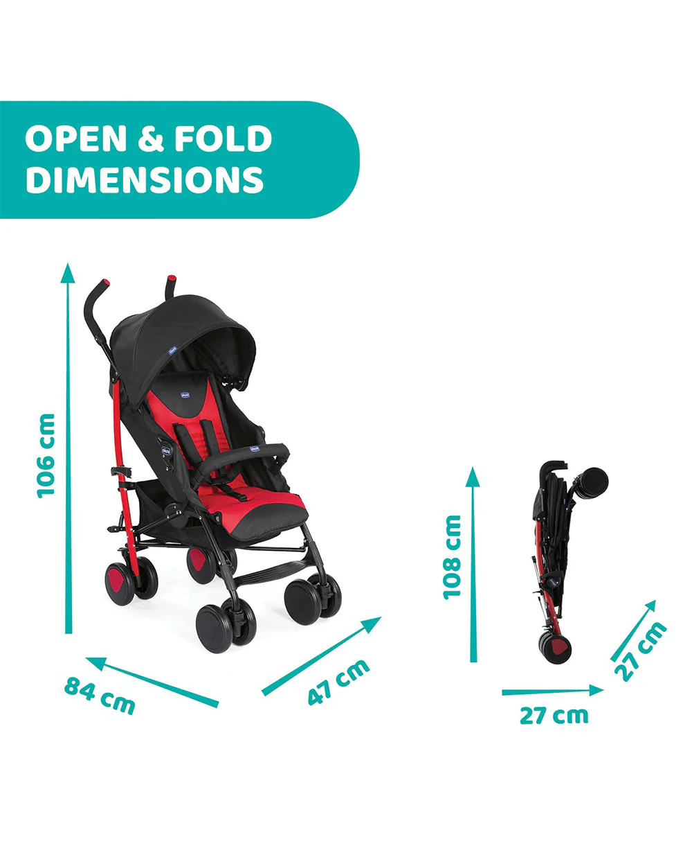 Chicco Echo Baby Stroller-Soft Padded Bumper Bar-Compact Umbrella Fold-For 0M+ (Upto 22Kg)-Scarlet Red - Image 15