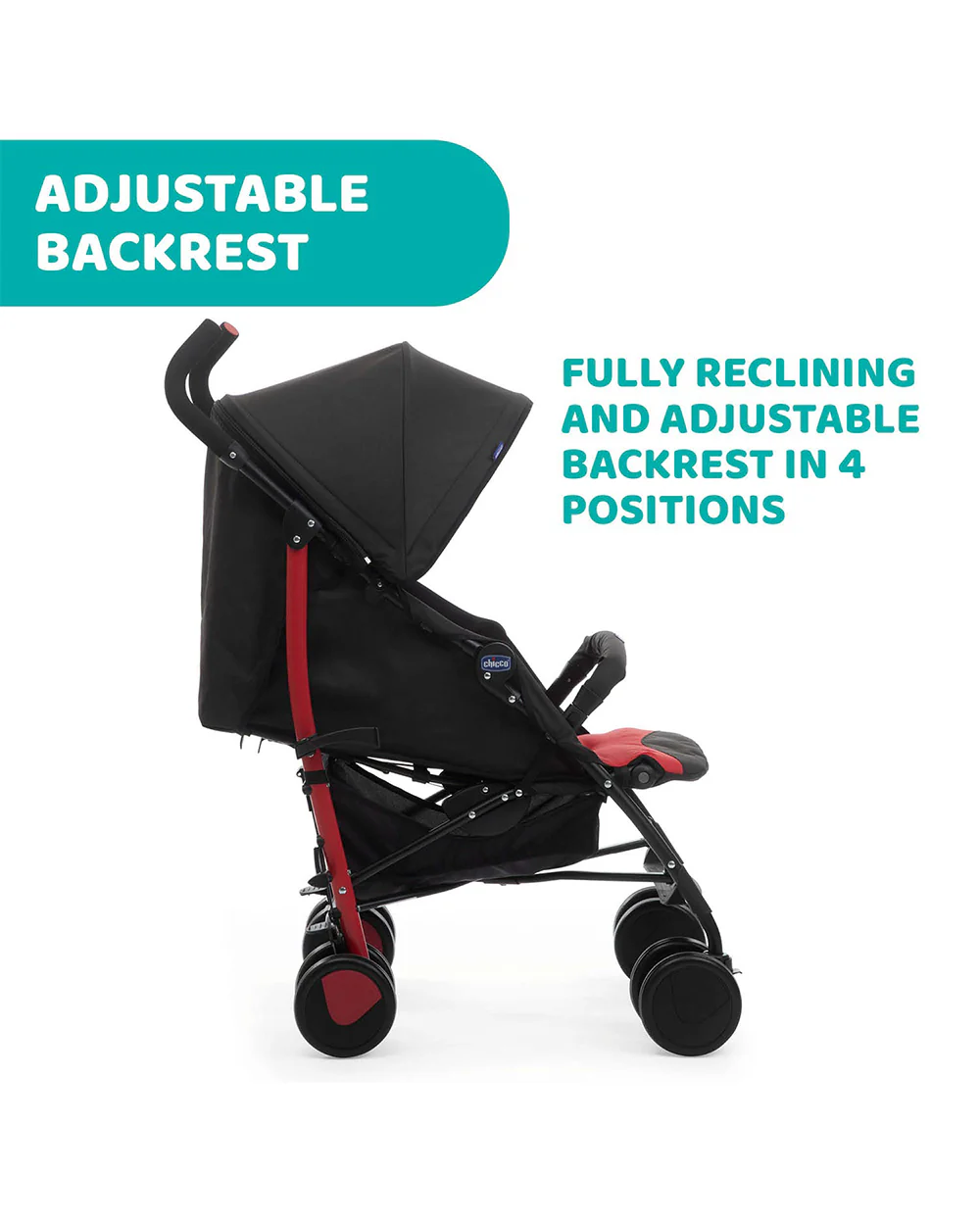 Chicco Echo Baby Stroller-Soft Padded Bumper Bar-Compact Umbrella Fold-For 0M+ (Upto 22Kg)-Scarlet Red - Image 7