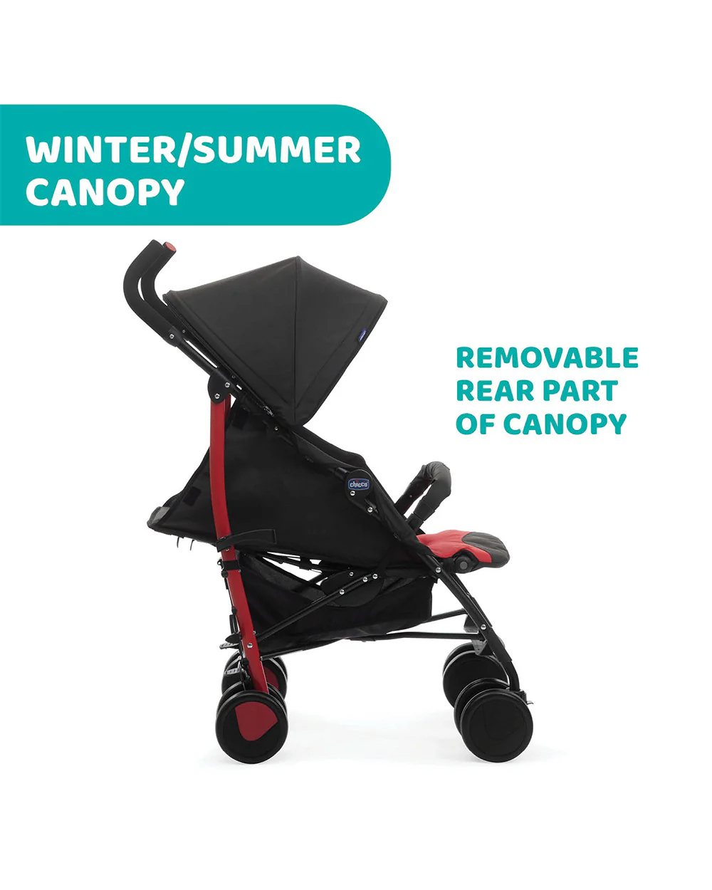 Chicco Echo Baby Stroller-Soft Padded Bumper Bar-Compact Umbrella Fold-For 0M+ (Upto 22Kg)-Scarlet Red - Image 8