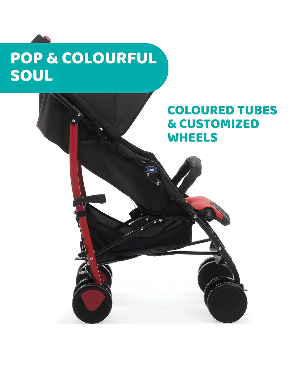 Chicco Echo Baby Stroller-Soft Padded Bumper Bar-Compact Umbrella Fold-For 0M+ (Upto 22Kg)-Scarlet Red - Image 9