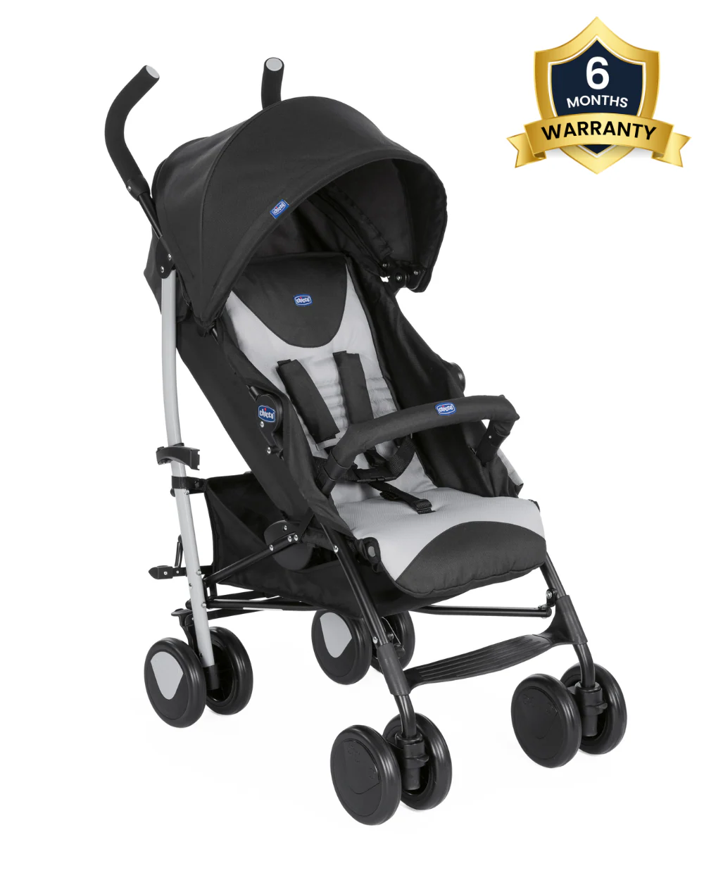 Chicco Echo Baby Stroller-Soft Padded Bumper Bar-Compact Umbrella Fold-For 0M+ (Upto 22Kg)-Stone Black - Image 2