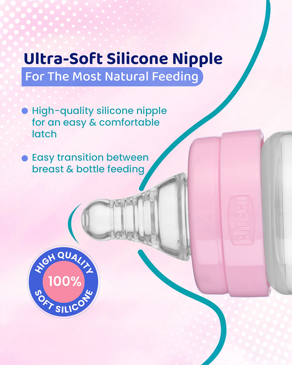 Chicco Feed Easy Feeding Bottle-Anti Colic-Medium Flow-250 ml-Pink-2M+ - Image 5