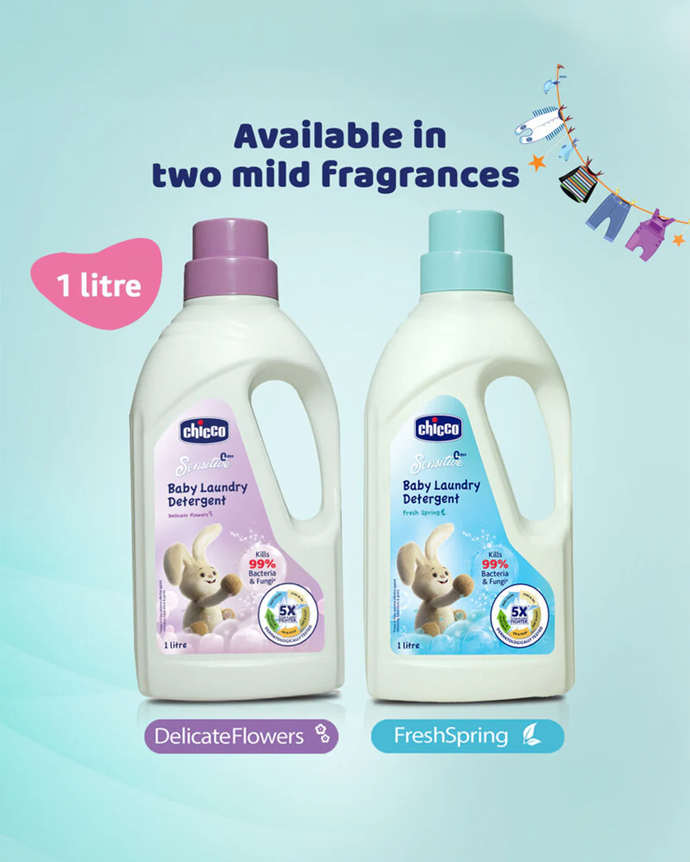 Chicco Baby Laundry Detergent-With 5X Stain Removing Power-Dermatologically Tested & Safe For Babies-Fresh Spring - Image 24