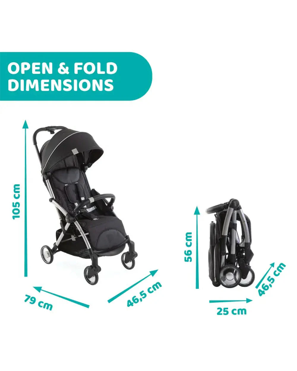 Chicco Goody Plus Lightweight Baby Stroller-Cabin Friendly-Auto Folding Mechanism-Pram for 0M+ (Upto 22 Kg)-Graphite - Image 9