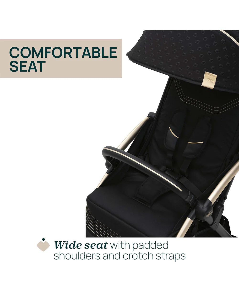 Chicco Goody XPlus Lightweight Stroller-One Hand Fold-Flat Reclining Seat-Big Shock Absorber Wheels-6 Months Warranty-For 0 to 4Y (Upto 22 Kg)-Black Relux - Image 11