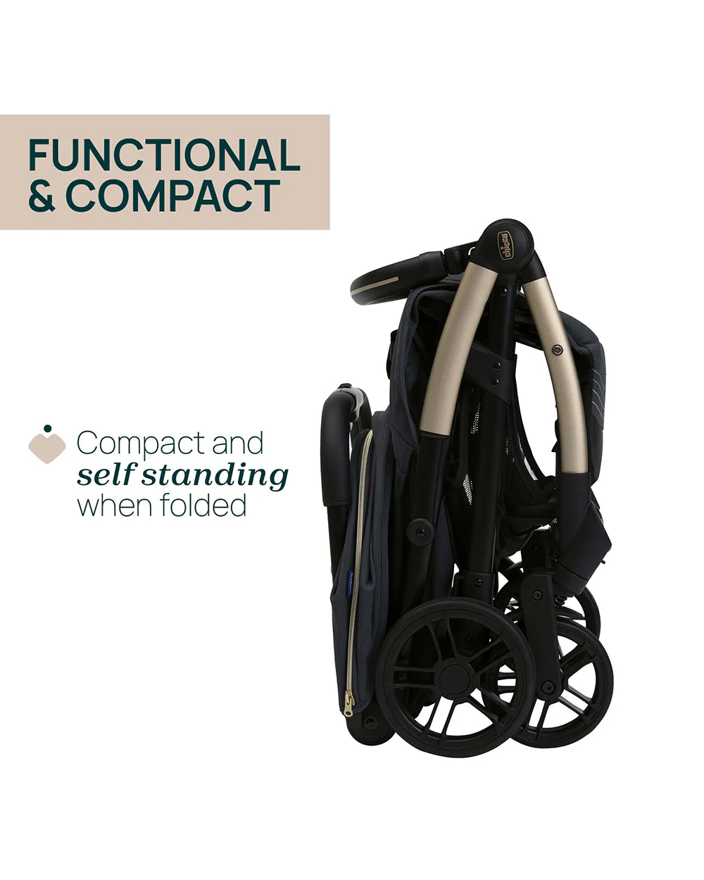 Chicco Goody XPlus Lightweight Stroller-One Hand Fold-Flat Reclining Seat-Big Shock Absorber Wheels-6 Months Warranty-For 0 to 4Y (Upto 22 Kg)-Dark Shadow - Image 10