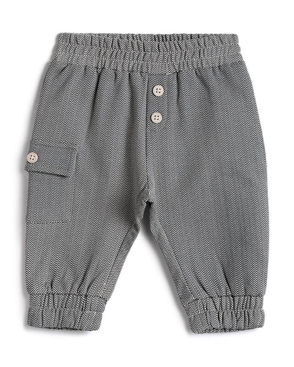 Chicco Grey Trouser-Pattern-Cotton-For Infants