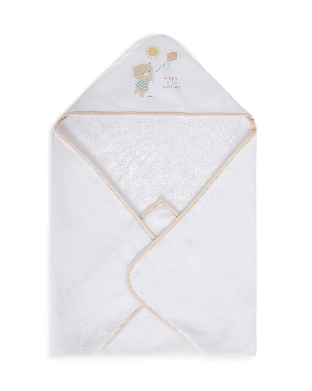 Chicco Hooded Baby Bath Towel-100% Organic Cotton-Light Brown - Image 3