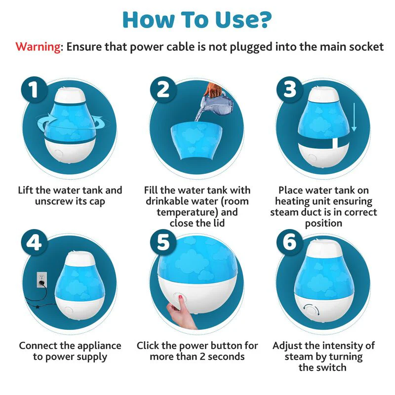 Chicco Humi Ambient Humidifier-With Warm and Cold Mists-For Comfortable Sleep-Suitable For All Seasons-With 8 Hours of Operation & Automatic Switch Off Senses-With Essence Container Tray & 3.5 Liters Tank - Image 4