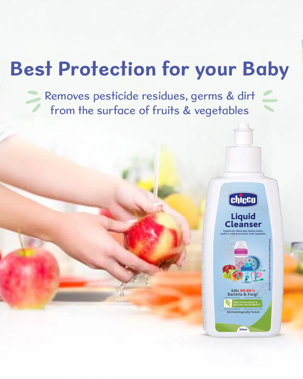 Chicco Liquid Multipurpose Cleanser Bottle-Baby Safe-Kills 99.9% Bacteria & Fungi-Dermatologically Tested - Image 15