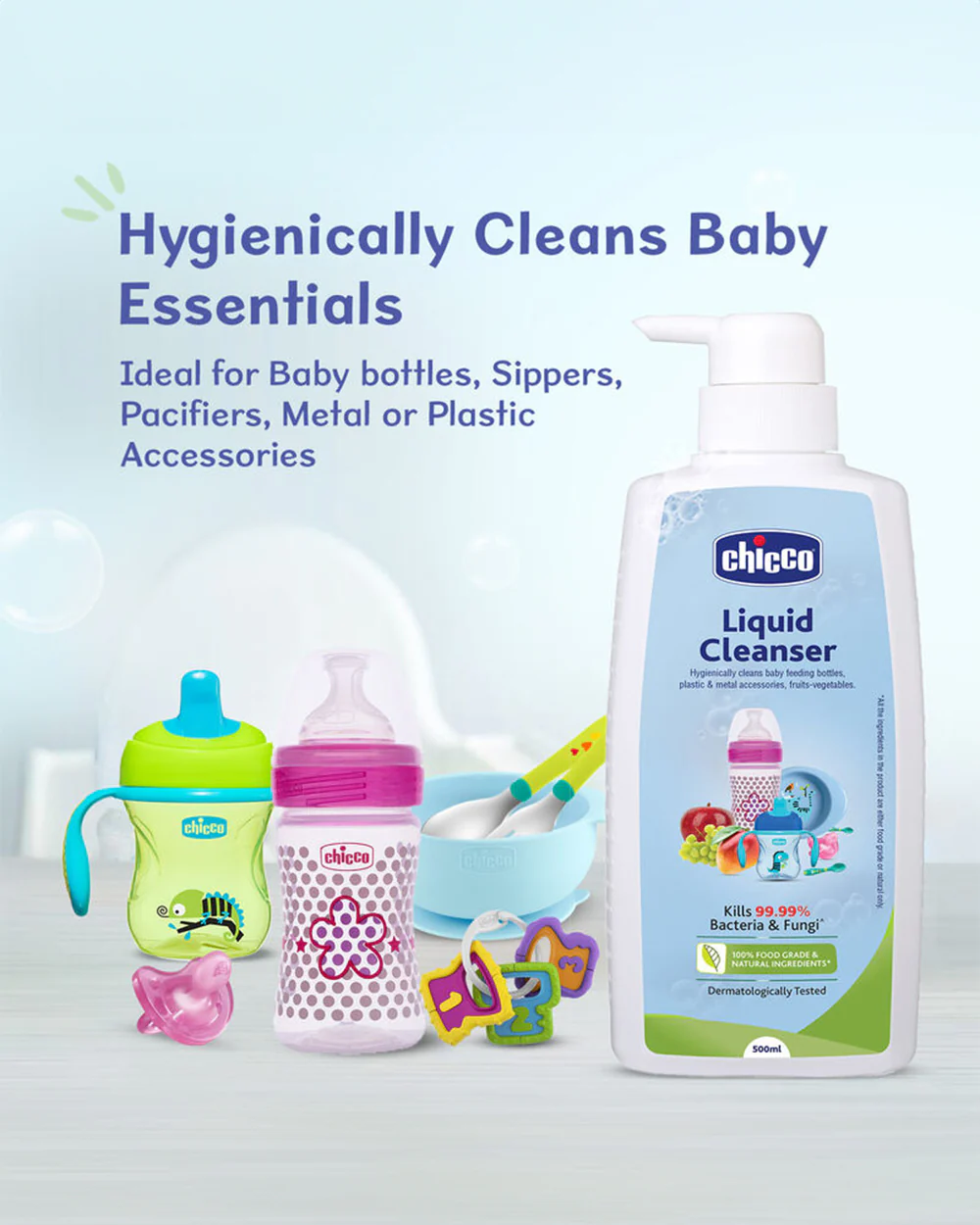 Chicco Liquid Multipurpose Cleanser Bottle-Baby Safe-Kills 99.9% Bacteria & Fungi-Dermatologically Tested - Image 7